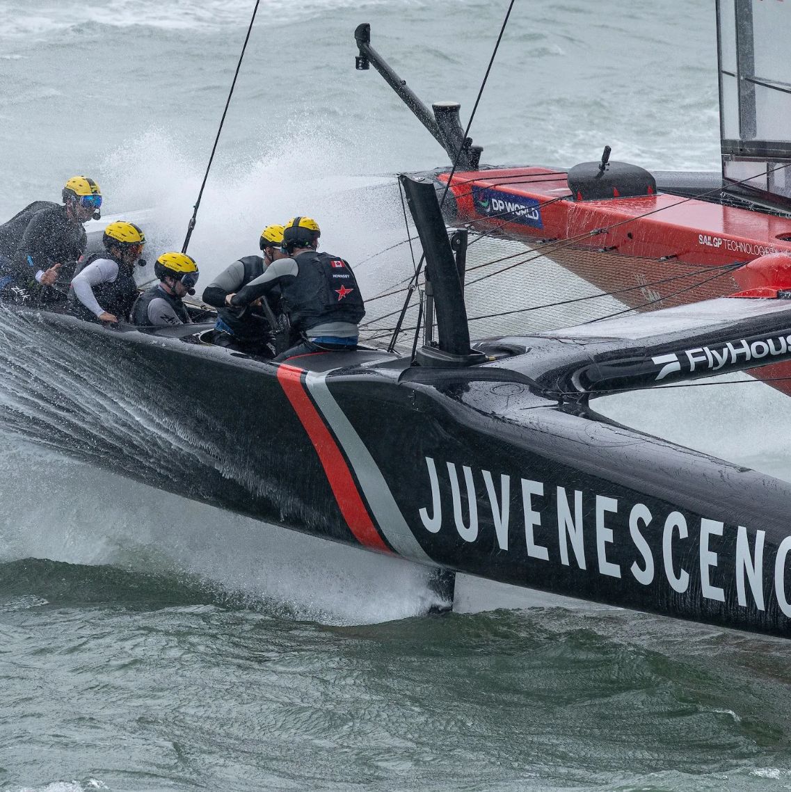 NorthStar SailGP F50 foiling with the crew on board