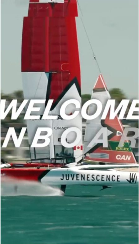 NorthStar F50 sailing with the message Welcome aboard
